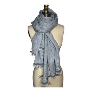 That's It! Blue Melange Oblong Wide Long Raw Edge Scarf 31"W x 71"L NWT